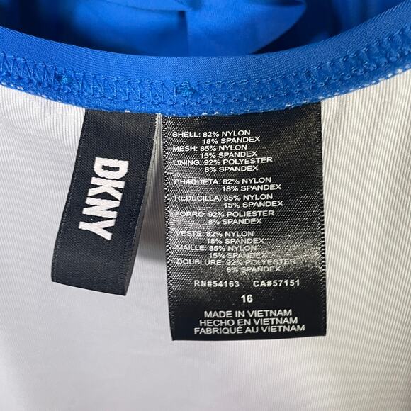 Dkny Women's Ruffle Tummy Control One-Piece Swimsuit Lapis blue 16 - Picture 10 of 14